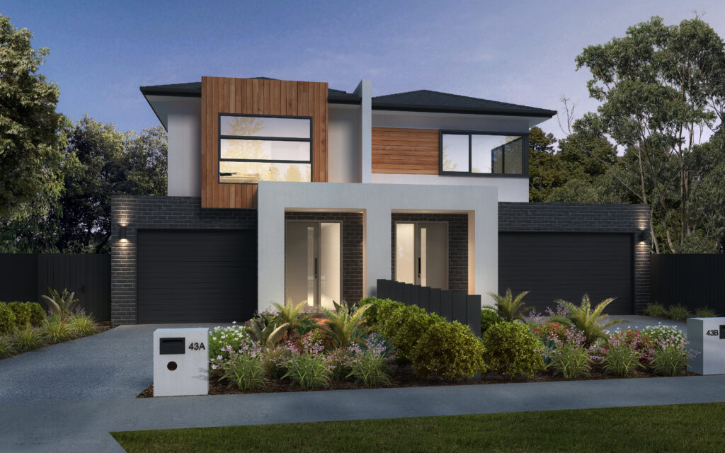 Modern open plan living and dining area with large double glazed windows and garden views in a premium Melbourne investment property